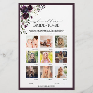 Plum Paarse Waterverf Floral Vrijgezellenfeest Gam