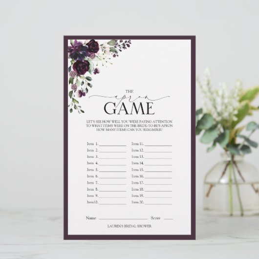 Plum Paarse Waterverf Floral Vrijgezellenfeest Gam (Staand voorkant)