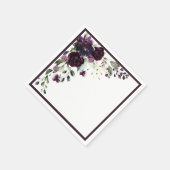 Plum Paarse Waterverf Floral Vrijgezellenfeest Servet (Hoek)