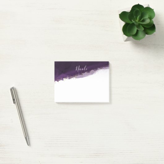 Plum Paarse Waterverf Gold Modern Chic Elegant Post-it® Notes (Kantoor)