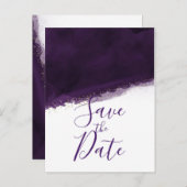 Plum Paarse Waterverf & Gold Modern Save the Date Aankondigingskaart (Voorkant / Achterkant)
