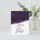 Plum Paarse Waterverf & Gold Modern Save the Date Aankondigingskaart (Staand voorkant)