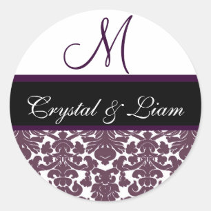 PLUM PAARSE & WITTE Damask Bruiloft Monogram Label