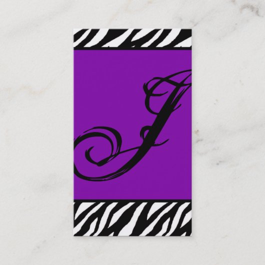 Plum Paarse Zebra Print Pattern Visitekaartje (Voorkant)