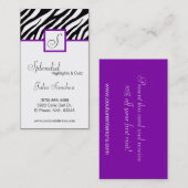 Plum Paarse Zebra Print Personaliseer Visitekaartj Visitekaartje (Voorkant / Achterkant)
