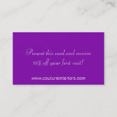 Plum Paarse Zebra Print Personaliseer Visitekaartj Visitekaartje (Achterkant)