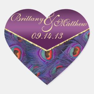 Plum Paarsste Peacock Envelope Seal Hart Sticker