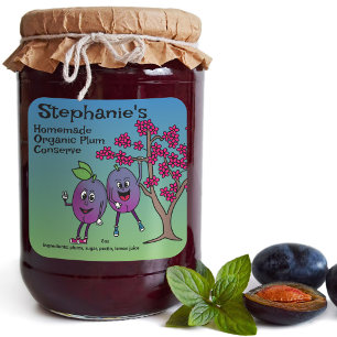 Plum Pals Funny Cartoon Behoudt Tart en meer Vierkante Sticker