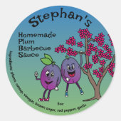 Plum Pals Funny Cartoon bewaart wrongel en meer Ronde Sticker (Voorkant)