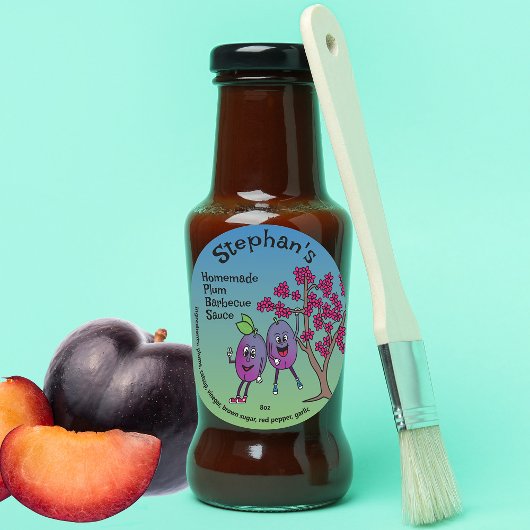 Plum Pals Funny Cartoon bewaart wrongel en meer Ronde Sticker