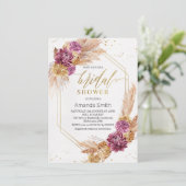 Plum Pampas Grass Boho Geometric Vrijgezellenfeest Kaart (Staand voorkant)