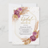 Plum Pampas Grass Boho Geometric Vrijgezellenfeest Kaart (Voorkant)