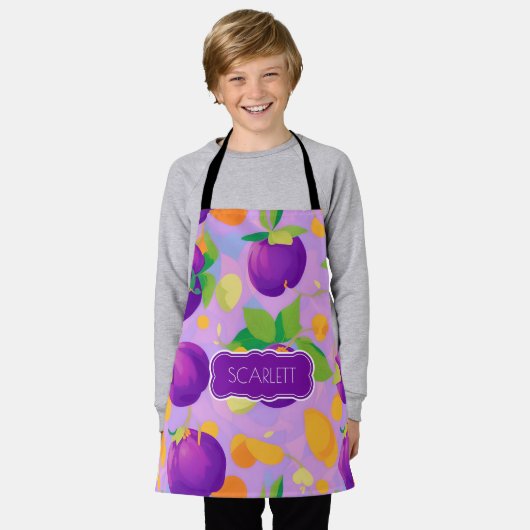 Plum Pastel Kleurrijk Gepersonaliseerd Patroon Schort (Gedragen)