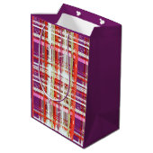Plum Peach Druif Retro Plaid 2 Set 3 Medium Cadeauzakje (Achterkant Gekanteld)