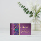 Plum Peacock Wedding Bridal Visitekaartje Informatiekaartje (Staand voorkant)
