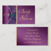 Plum Peacock Wedding Bridal Visitekaartje Informatiekaartje (Voorkant / Achterkant)