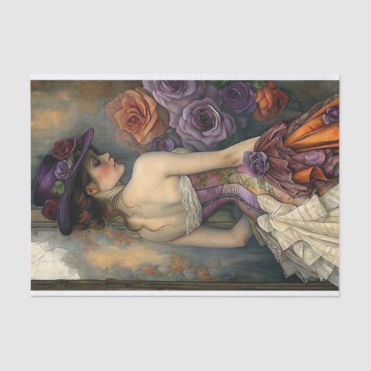 Plum & Pearl Roos Decoupage Tissuepapier (Voorkant)