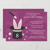 Plum Peek-a-Boo Rabbit Custom Magic Birthday Party Kaart (Voorkant / Achterkant)