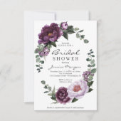 Plum Peonies Bridal Shower Invitation Card Kaart (Voorkant)