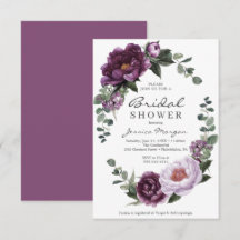 Plum Peonies Bridal Shower Invitation Card