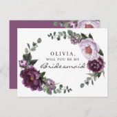 Plum Peonies Bridesmaid Proposal Card Briefkaart (Voorkant / Achterkant)