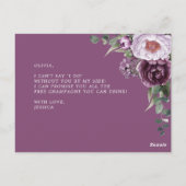 Plum Peonies Bridesmaid Proposal Card Briefkaart (Achterkant)