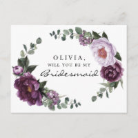 Plum Peonies Bridesmaid Proposal Card