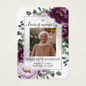 Plum Peonies Funeral in Loing Memory Poem Kaart (Voorkant)