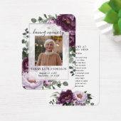 Plum Peonies Funeral in Loing Memory Poem Kaart (Bureau)