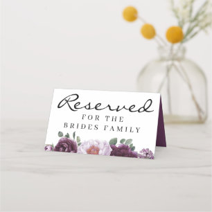Plum Peonies Reserved Stoel of Table Sign Plaatskaartje