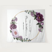 Plum Peonies Romantic Floral Bridal achtergrond Wandkleed (Voorkant (horizontaal))