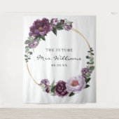 Plum Peonies Romantic Floral Bridal achtergrond Wandkleed (Voorkant)