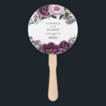 Plum Peonies Romantic Wedding Programme Fan Handwaaier<br><div class="desc">Houd je gasten koel met deze prachtige Plum Peonies ronde fan. Bewerk eenvoudig alle informatie met uw trouwgegevens! Bekijk het hele Plum Peonies collectie voor meer overeenkomende items!</div>