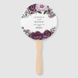 Plum Peonies Romantic Wedding Programme Fan Handwaaier