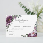 Plum Peonies RSVP Insert Kaart (Staand voorkant)