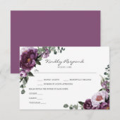 Plum Peonies RSVP Insert Kaart (Voorkant / Achterkant)