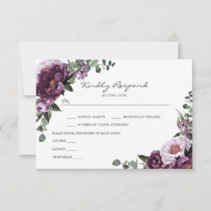 Plum Peonies RSVP Insert Kaart