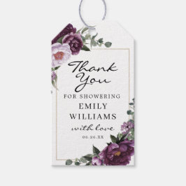 Plum Peonies Vrijgezellenfeest Favor Tag Cadeaulabel