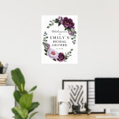 Plum Peonies Vrijgezellenfeest Welkomstteken Poster (Thuiskantoor)