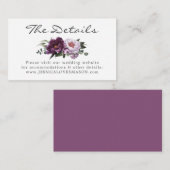 Plum Peonies Wedding Website Insert Kaart (Voorkant / Achterkant)