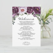 Plum Peonies Wedding Welkom reisprogramma Programmakaart (Staand voorkant)