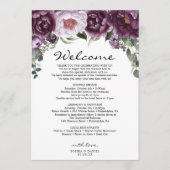 Plum Peonies Wedding Welkom reisprogramma Programmakaart (Voorkant)
