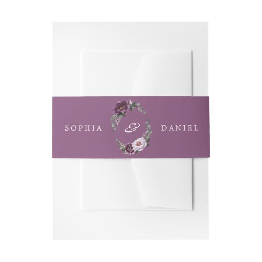 Plum Peony Bloemen Uitnodiging Buik Bands Uitnodigingen Wikkel (Voorkant Voorbeeld)