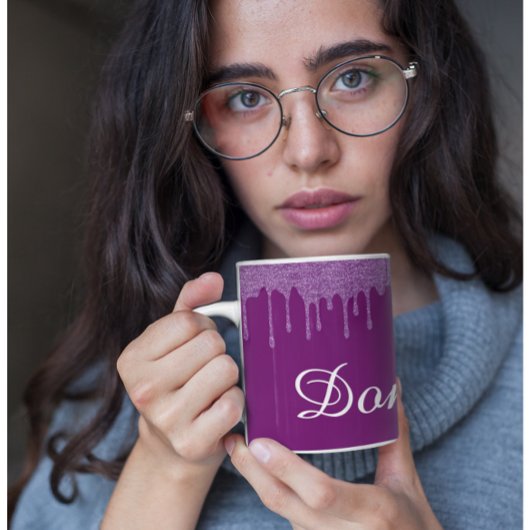 Plum Perfection -  Glitter Coffee Mok