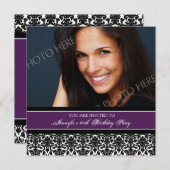 Plum Photo 40th Birthday Party Invitations Kaart (Voorkant / Achterkant)