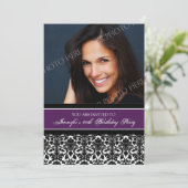 Plum Photo 40th Birthday Party Invitations Kaart (Staand voorkant)