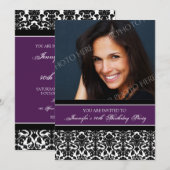 Plum Photo 40th Birthday Party Invitations Kaart (Voorkant / Achterkant)