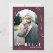 Plum Photo Big Typography Wedding Save The Date (Voorkant)