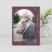 Plum Photo Big Typography Wedding Save The Date (Staand voorkant)