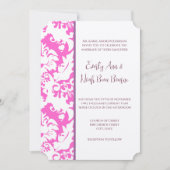 Plum & Pink Damask Wedding Invitations Kaart (Voorkant)
